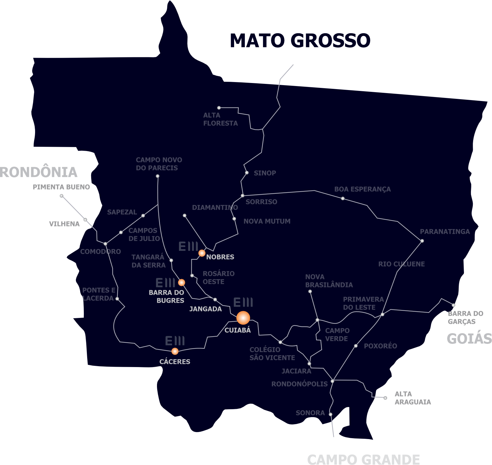 Mapa de Atuação em Mato Grosso