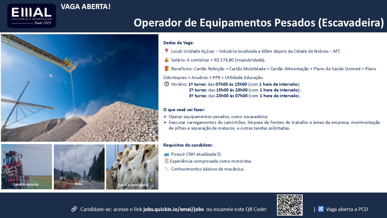 Operador de Eq. Pesados (Escavadeira)
